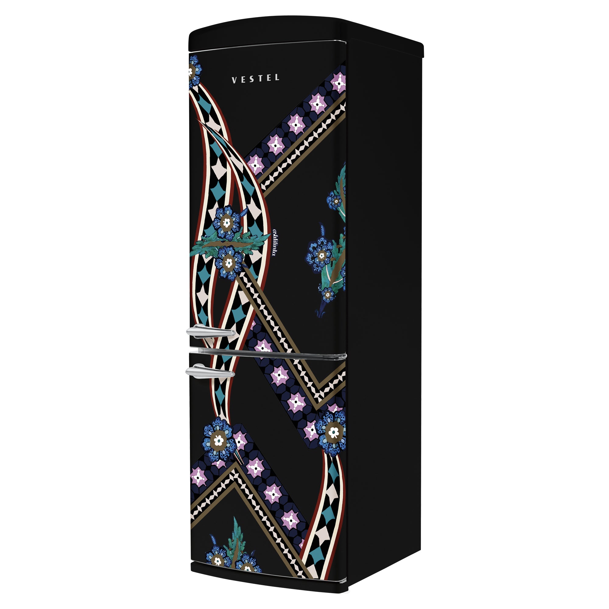 Vestel x Aslı Filinta Retro NFK37021 Black Saz Kühlschrank
