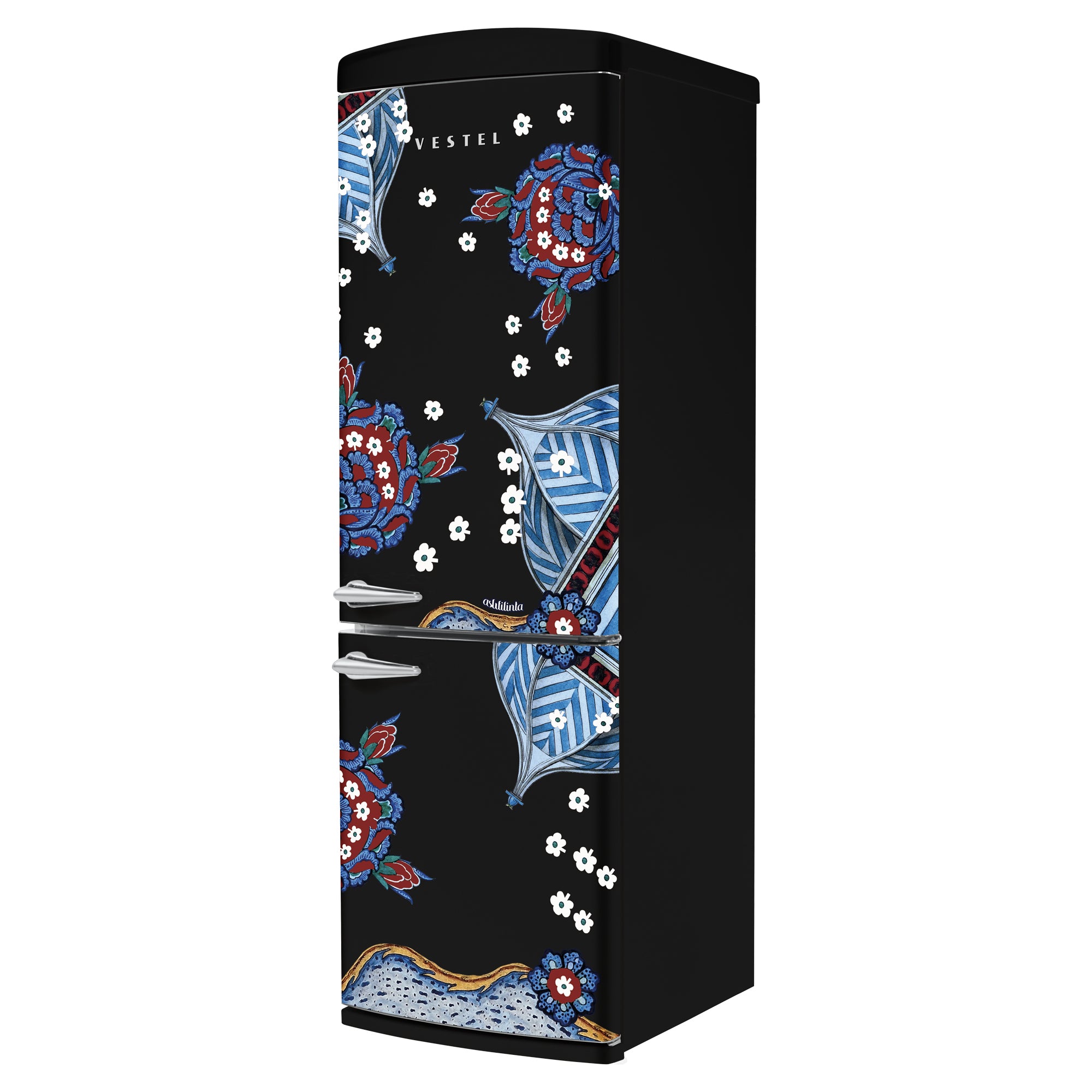 Vestel x Aslı Filinta Retro NFK37021 Black Çini Kühlschrank