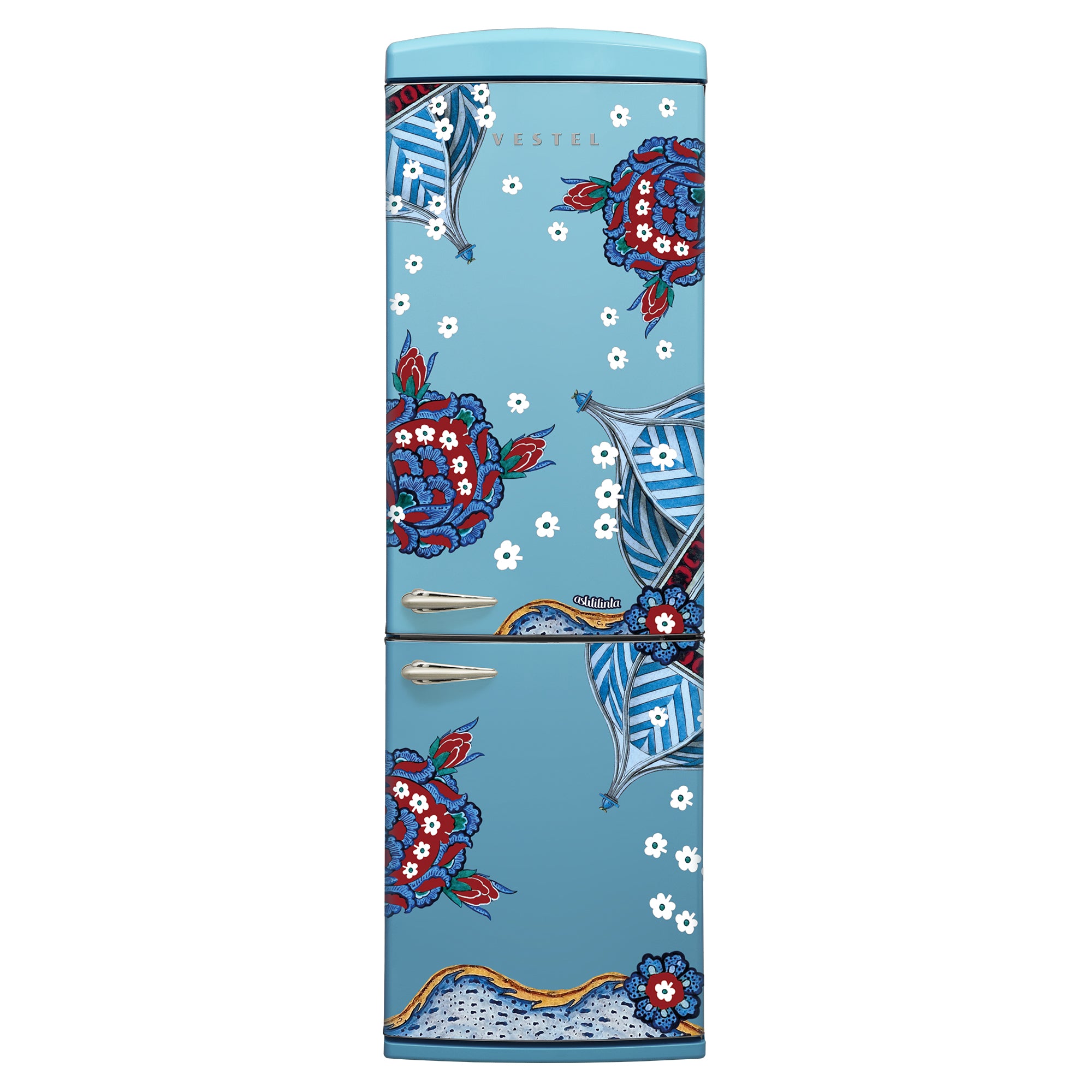 Vestel x Aslı Filinta Retro NFK37021 Baby Blue Çini Kühlschrank
