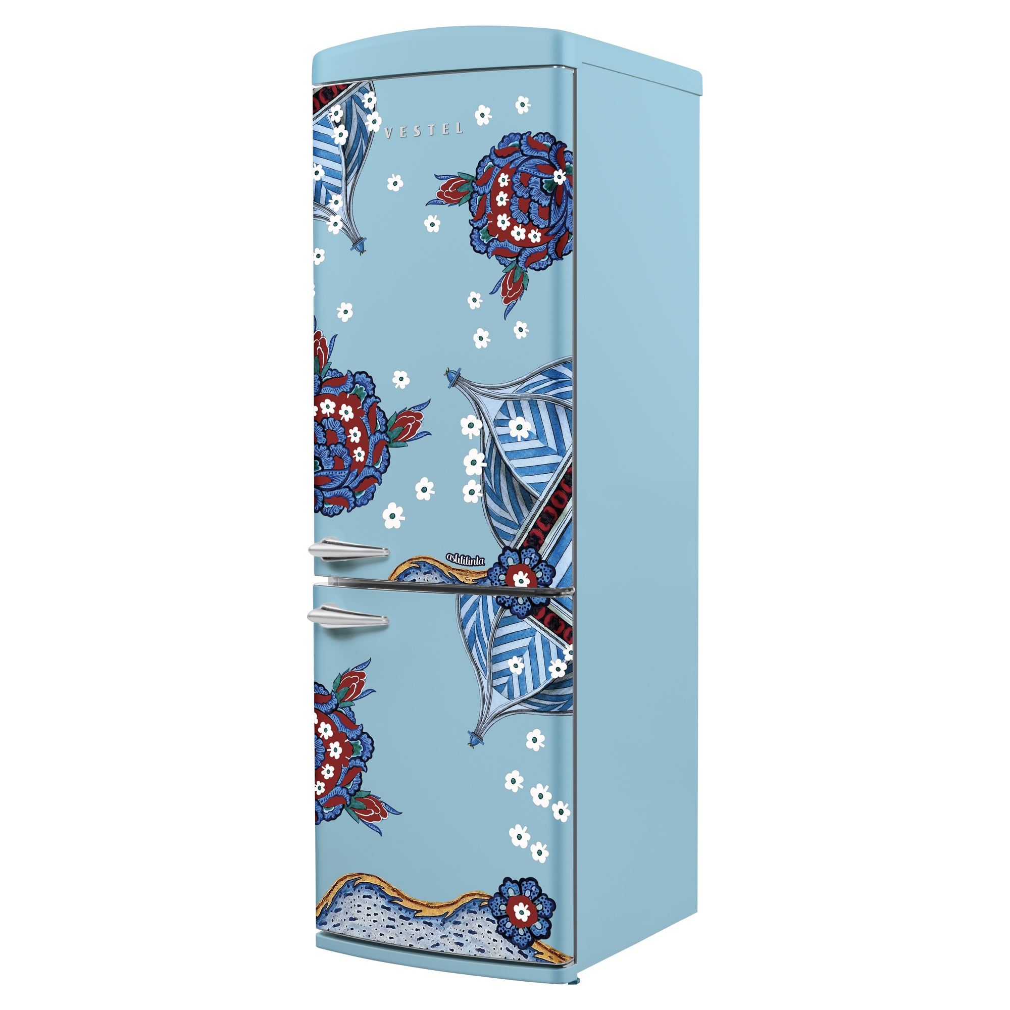 Vestel x Aslı Filinta Retro NFK37021 Baby Blue Çini Kühlschrank