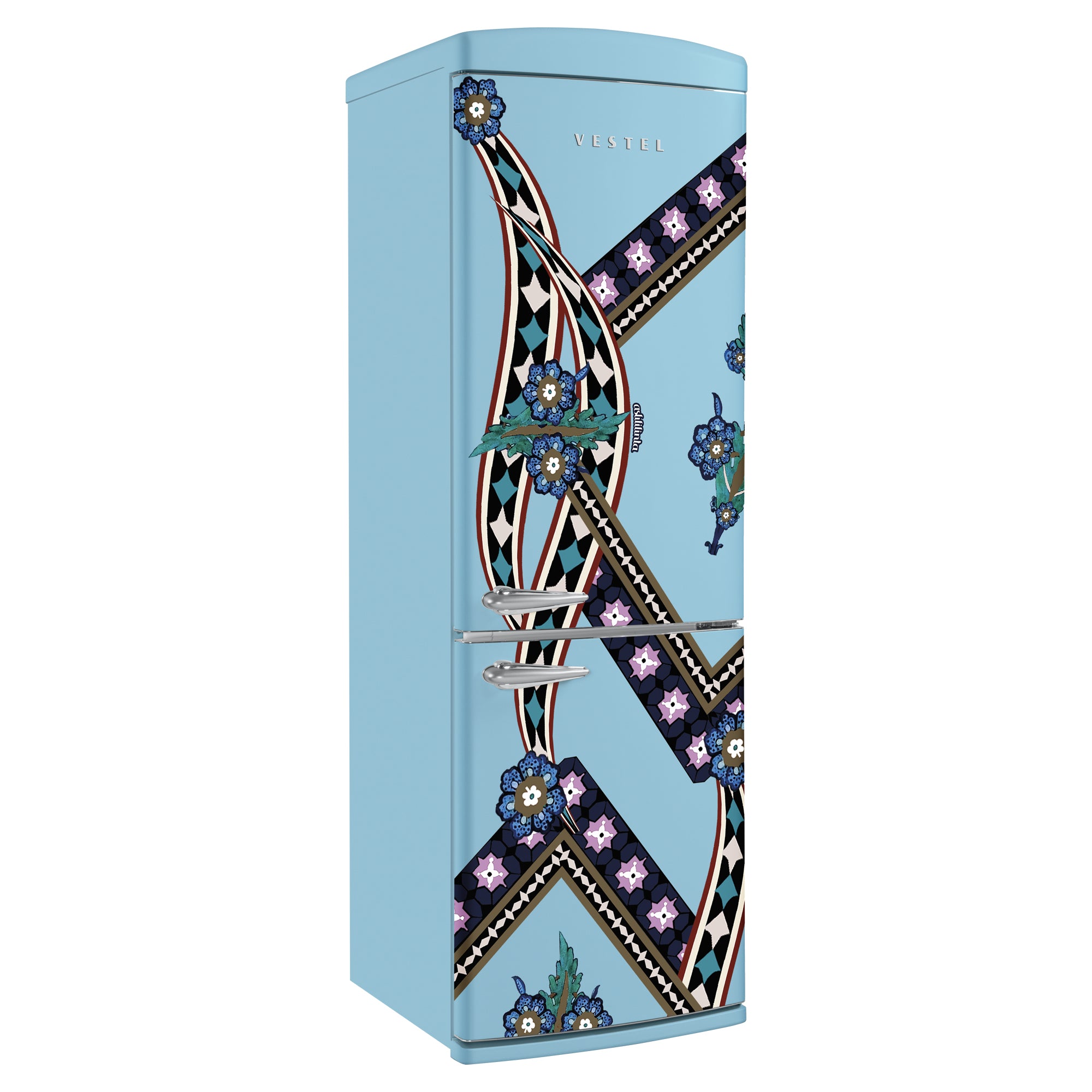 Vestel x Aslı Filinta Retro NFK37021 Baby Blue Saz Kühlschrank