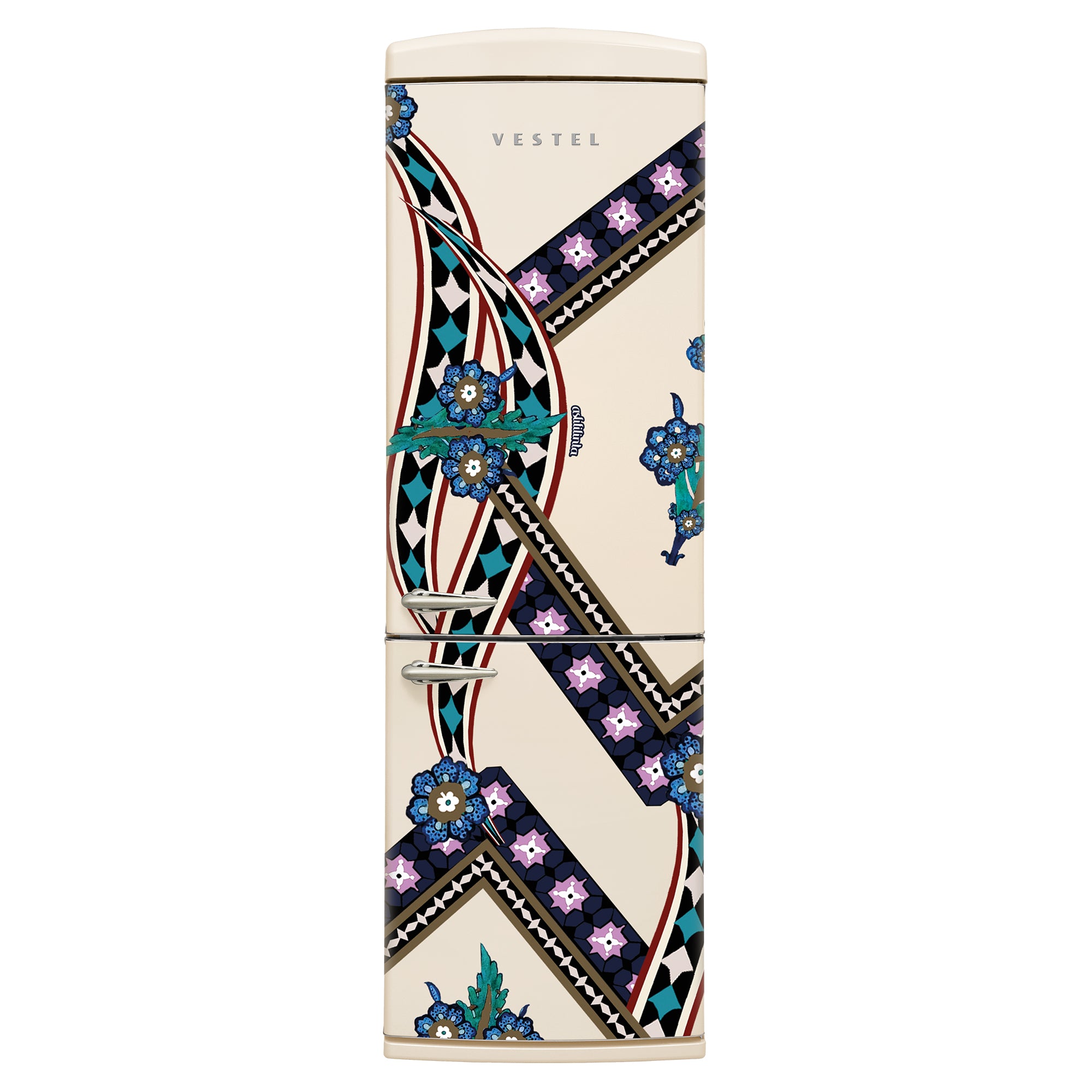 Vestel x Aslı Filinta Retro NFK37021 Beige Saz Kühlschrank