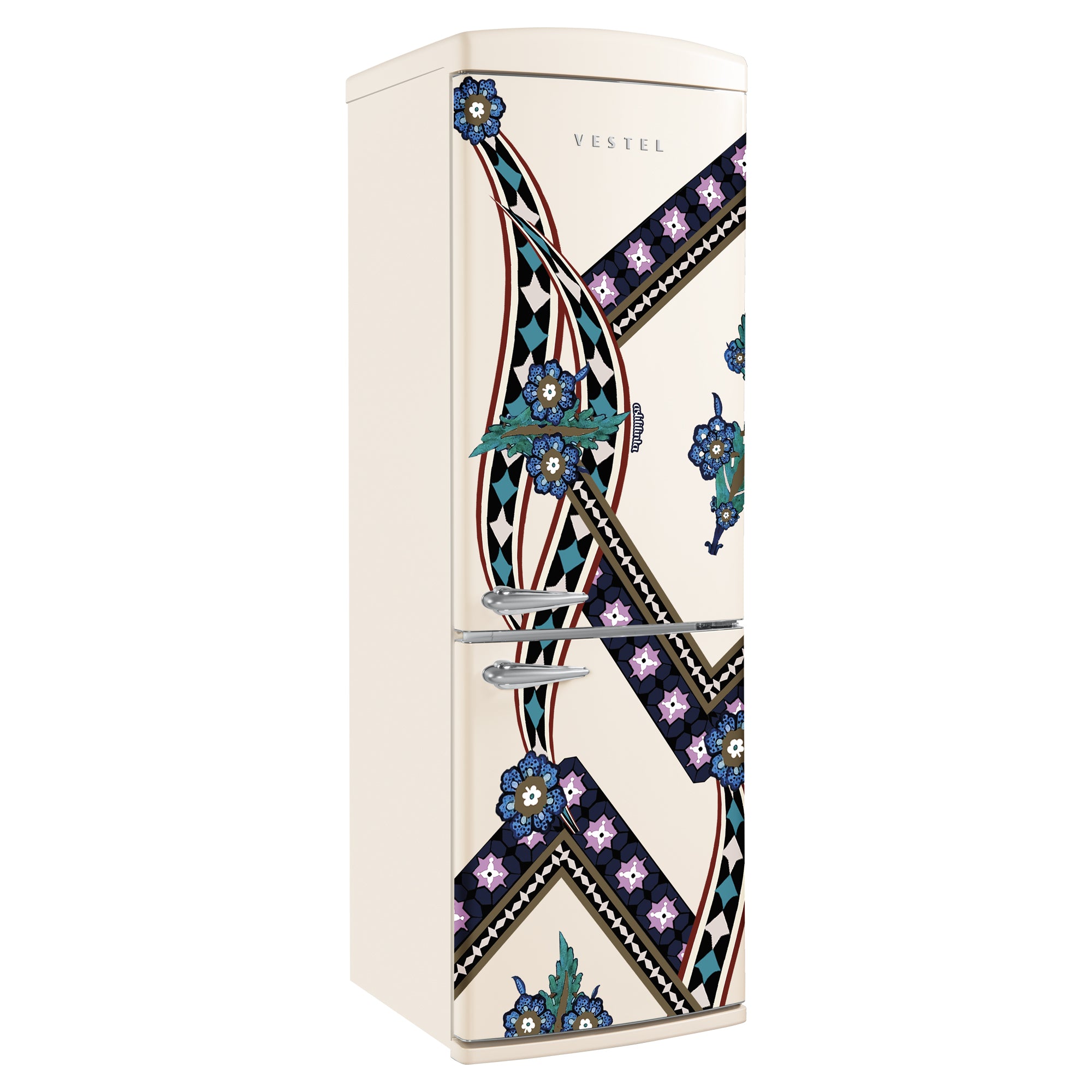 Vestel x Aslı Filinta Retro NFK37021 Beige Saz Kühlschrank