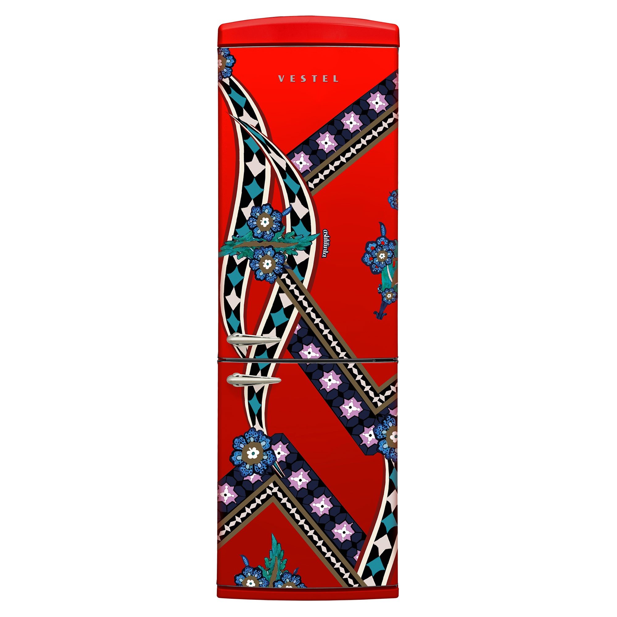 Vestel x Aslı Filinta Retro NFK37021 Red Saz Kühlschrank
