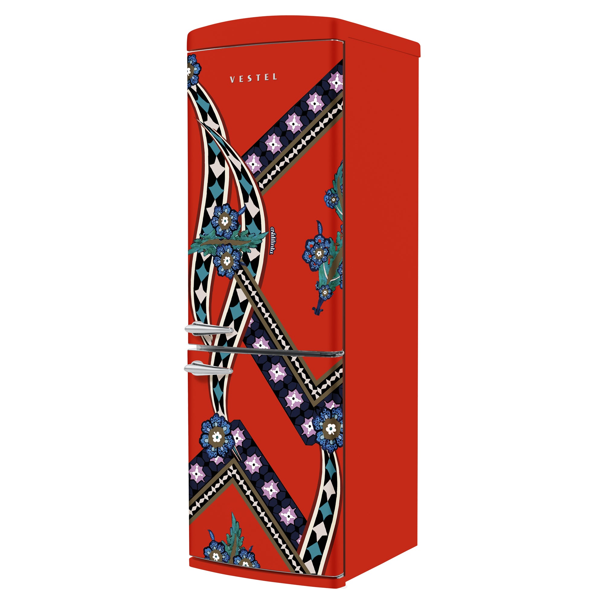 Vestel x Aslı Filinta Retro NFK37021 Red Saz Kühlschrank