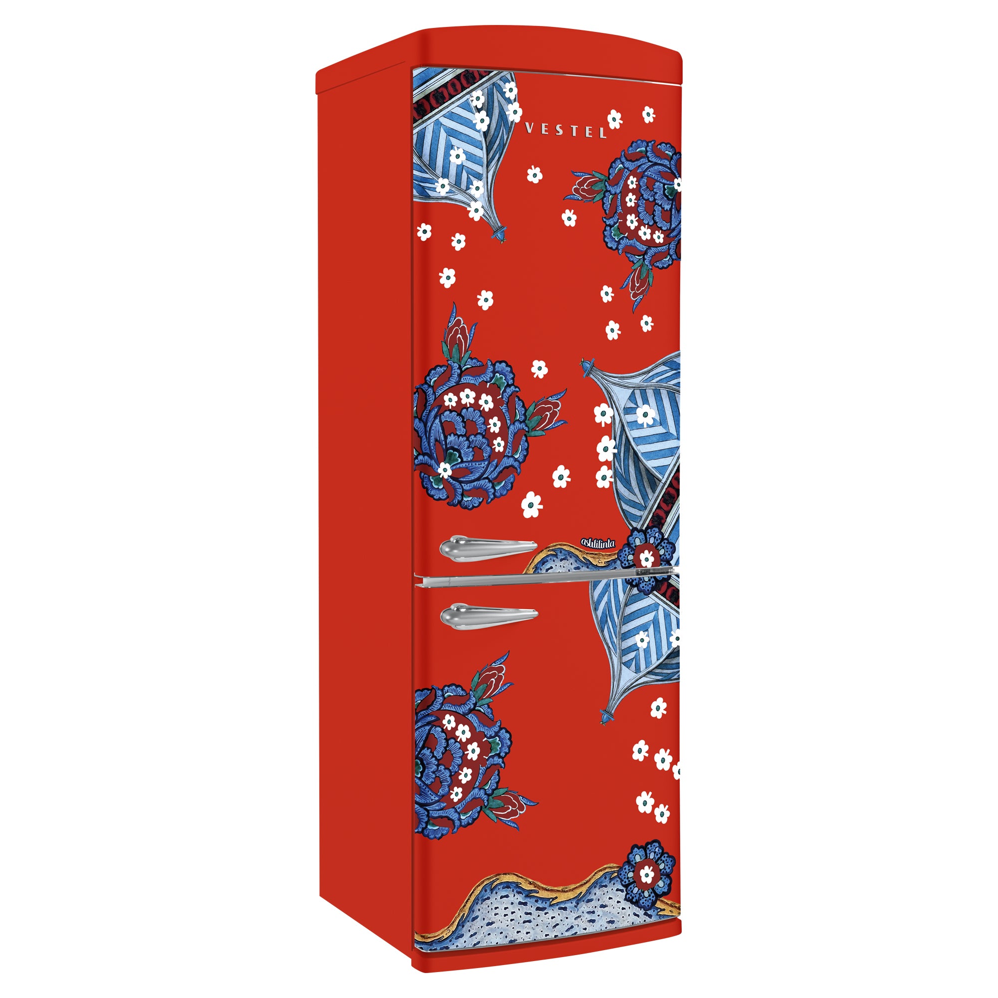 Vestel x Aslı Filinta Retro NFK37021 Red Çini Kühlschrank
