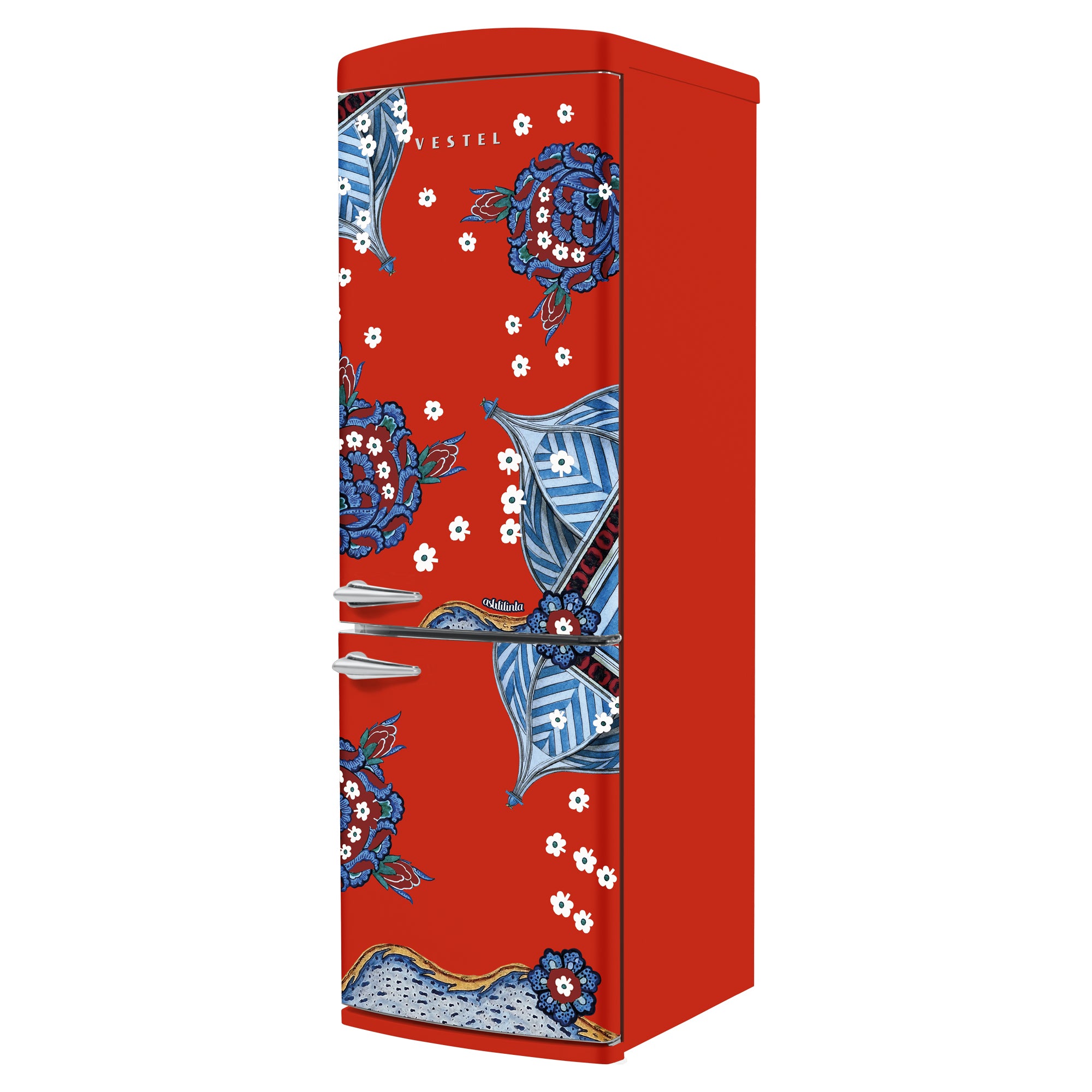 Vestel x Aslı Filinta Retro NFK37021 Red Çini Kühlschrank