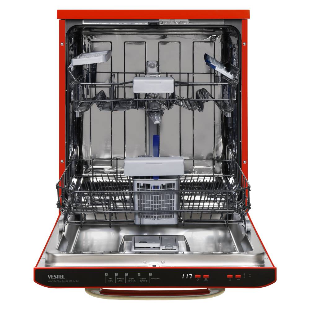 Vestel x Asl? Filinta DW 5001 Retro Red Çini freistehender Geschirrspüler