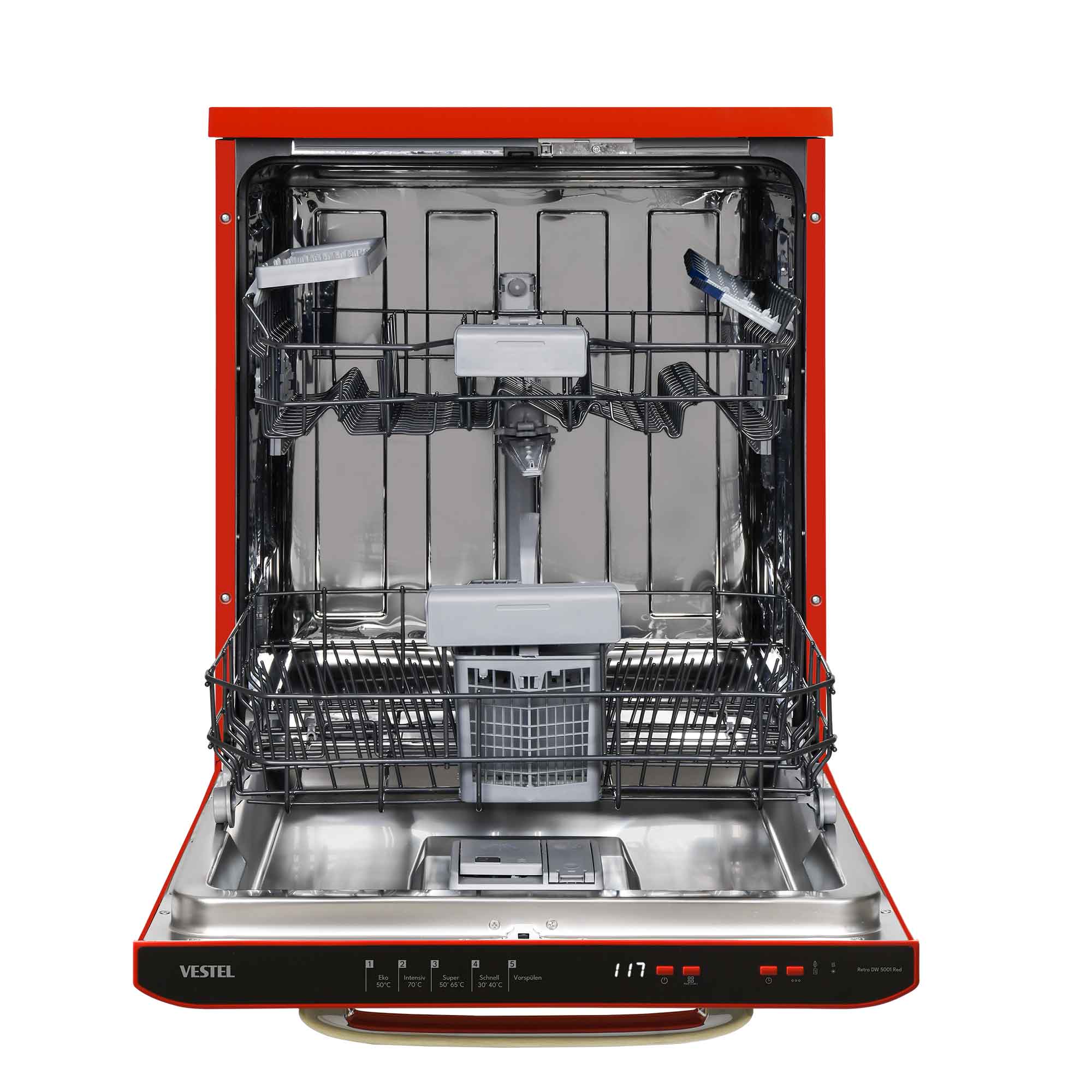 Vestel Retro DW 5001 Red freistehender Geschirrspüler