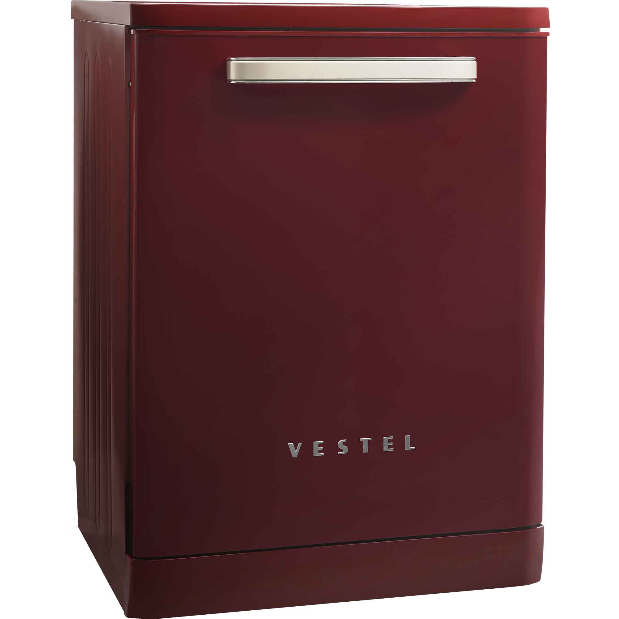 Vestel Retro DW 5001 Bordeaux freistehender Geschirrspüler 14 Maßgedecke 5 Programme