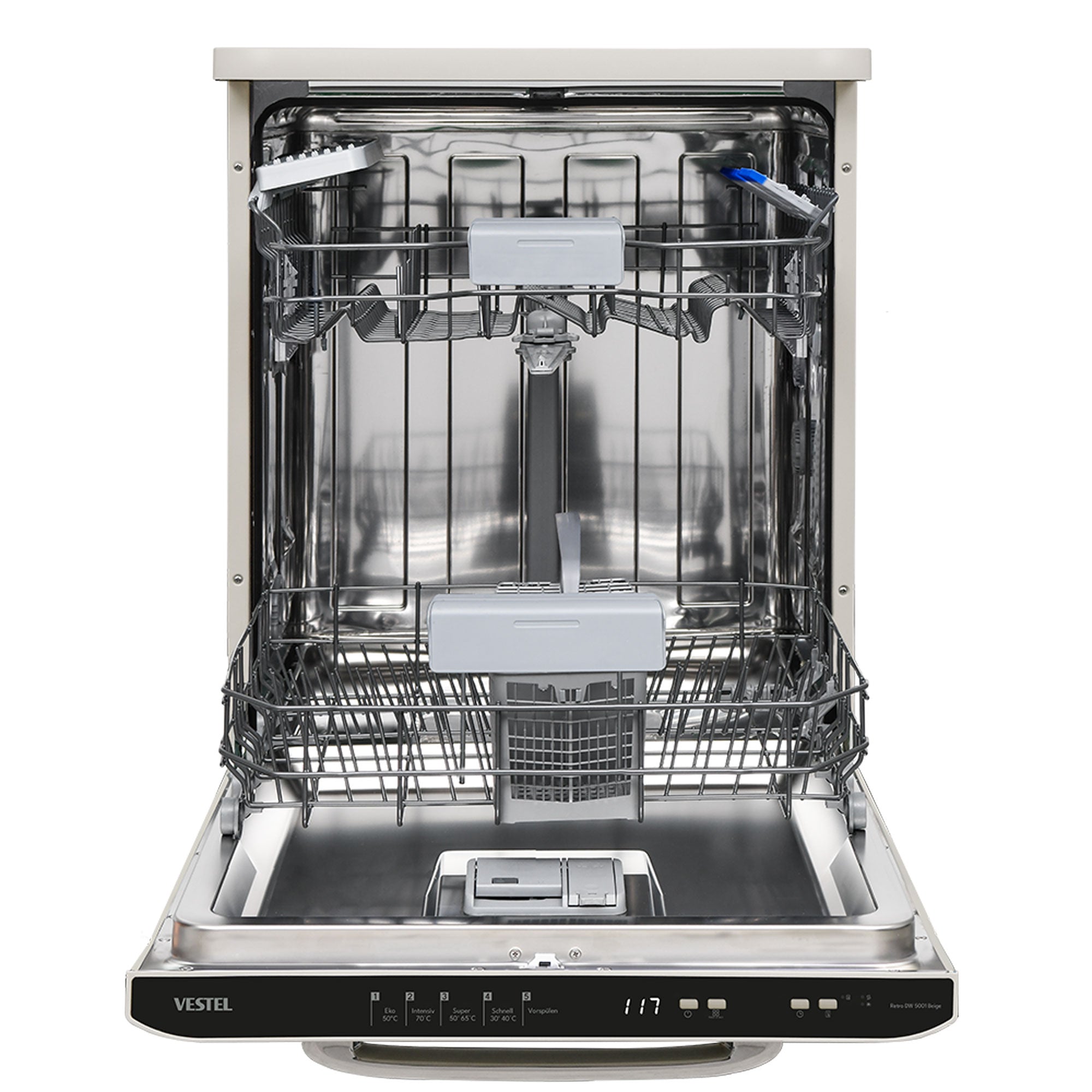 Vestel Retro DW 5001 Beige freistehender Geschirrspüler  14 Maßgedecke 5 Programme