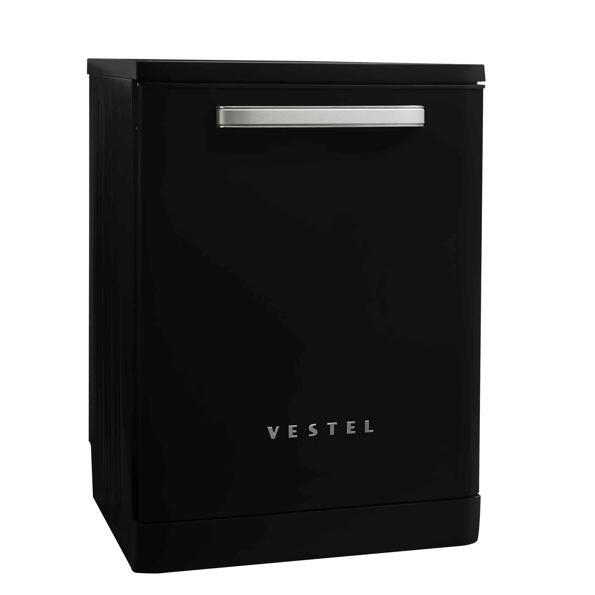 Vestel Retro DW 5001 Black freistehender Geschirrspüler 14 Maßgedecke 5 Programme