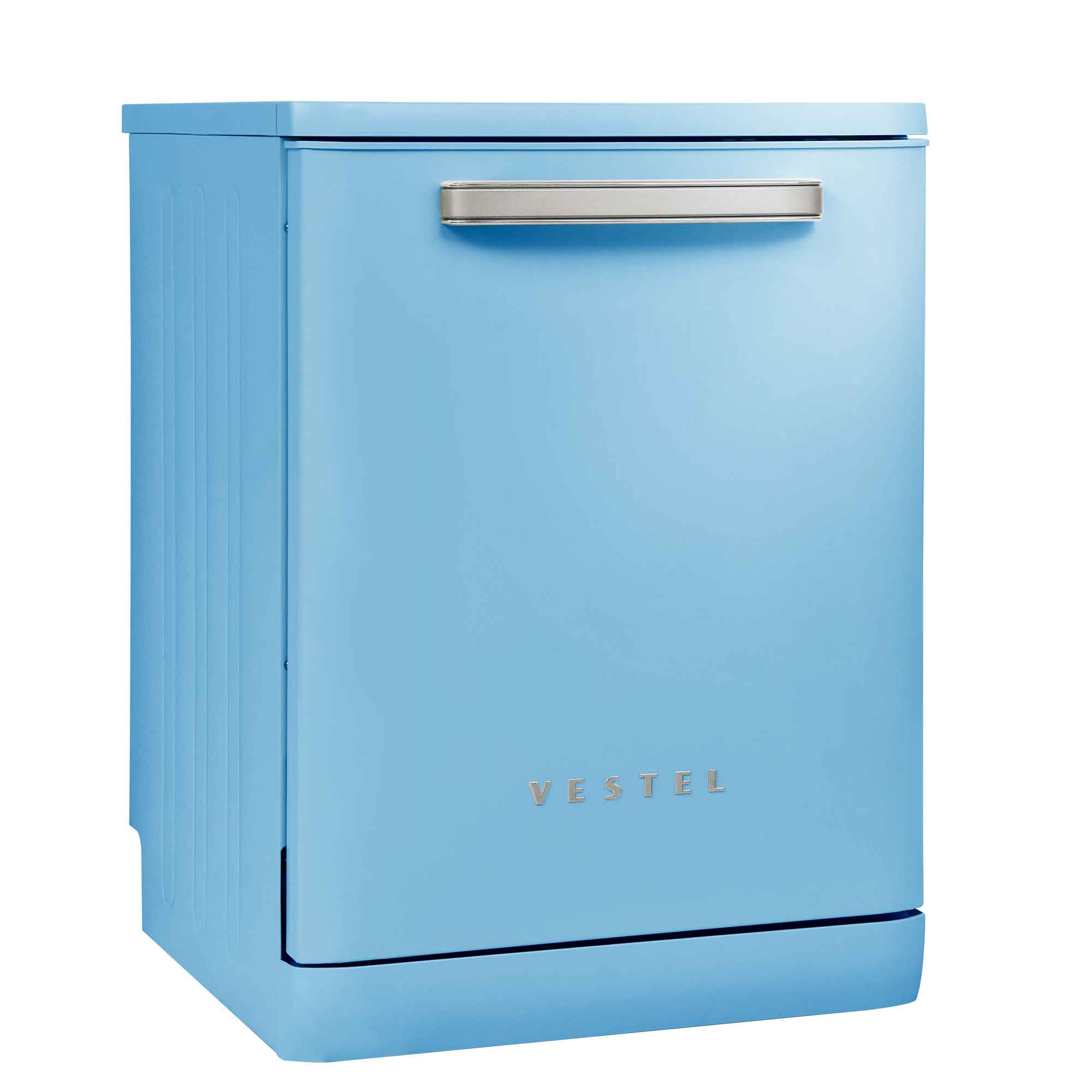 Vestel Retro DW 5001 Baby Blue freistehender Geschirrspüler 14 Maßgedecke 5 Programme