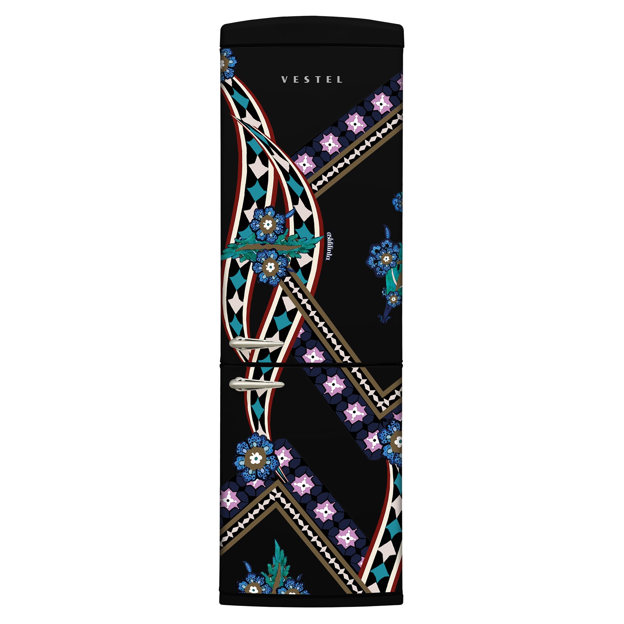 Vestel x Aslı Filinta Retro NFK37021 Black Saz Kühlschrank