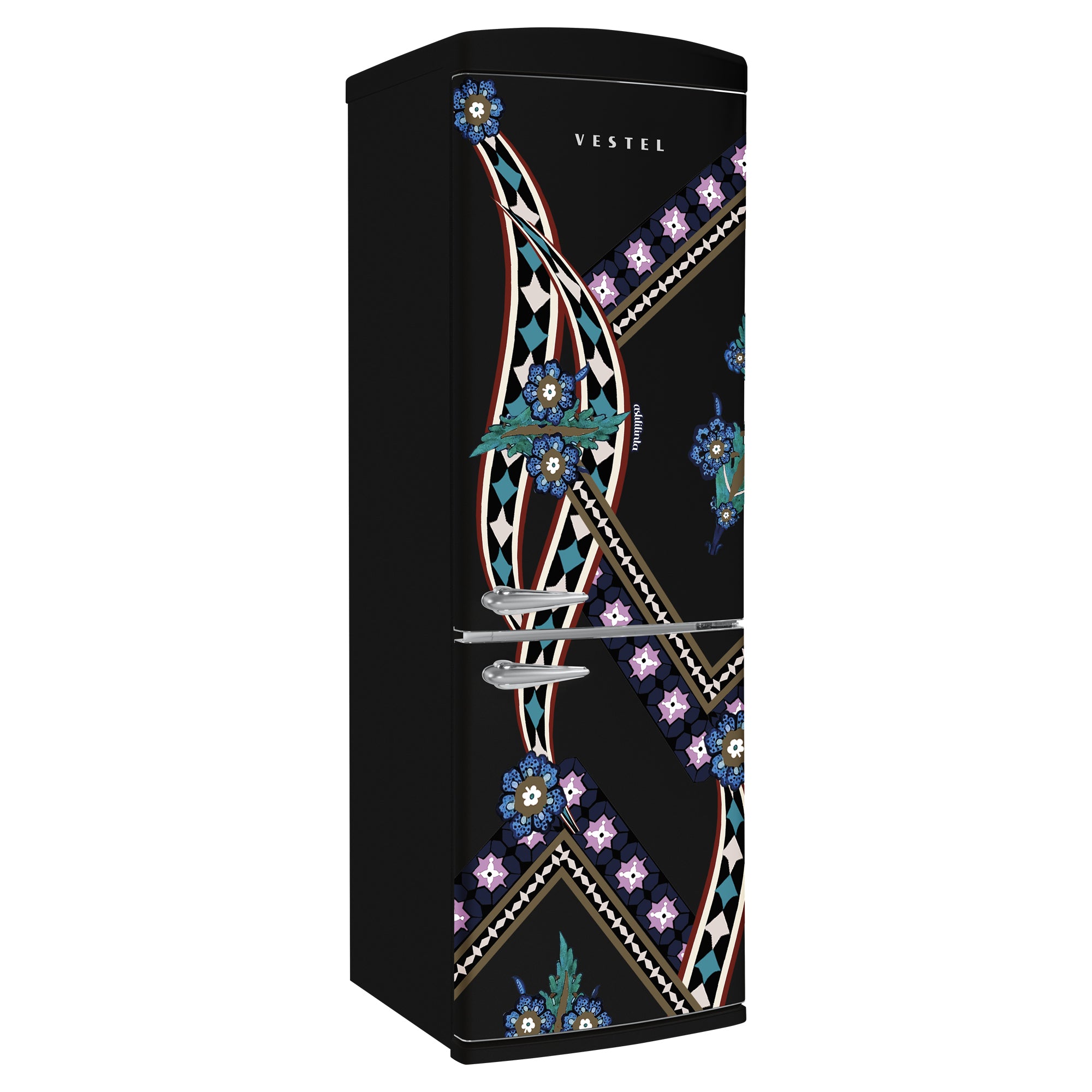 Vestel x Aslı Filinta Retro NFK37021 Black Saz Kühlschrank