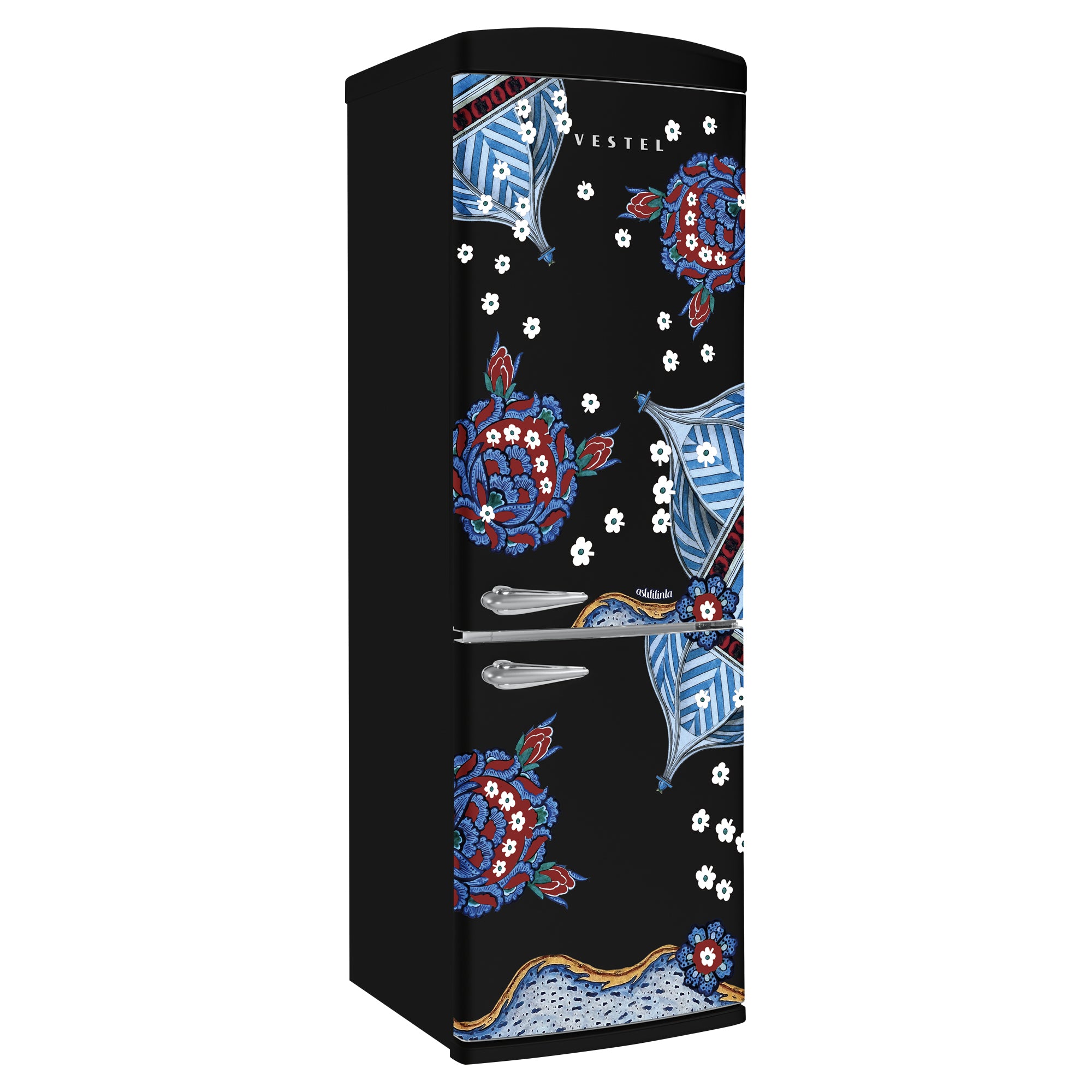 Vestel x Aslı Filinta Retro NFK37021 Black Çini Kühlschrank
