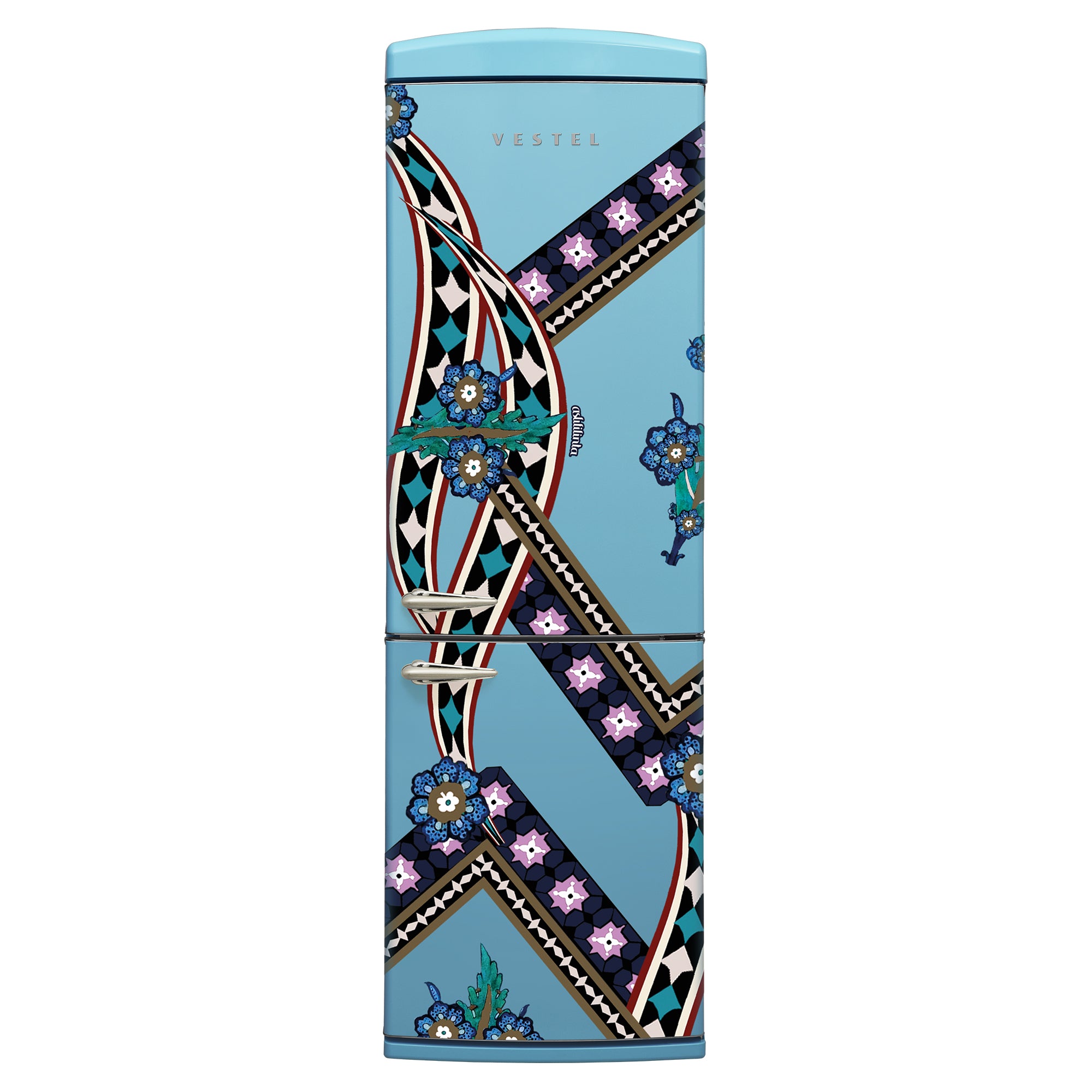 Vestel x Aslı Filinta Retro NFK37021 Baby Blue Saz Kühlschrank