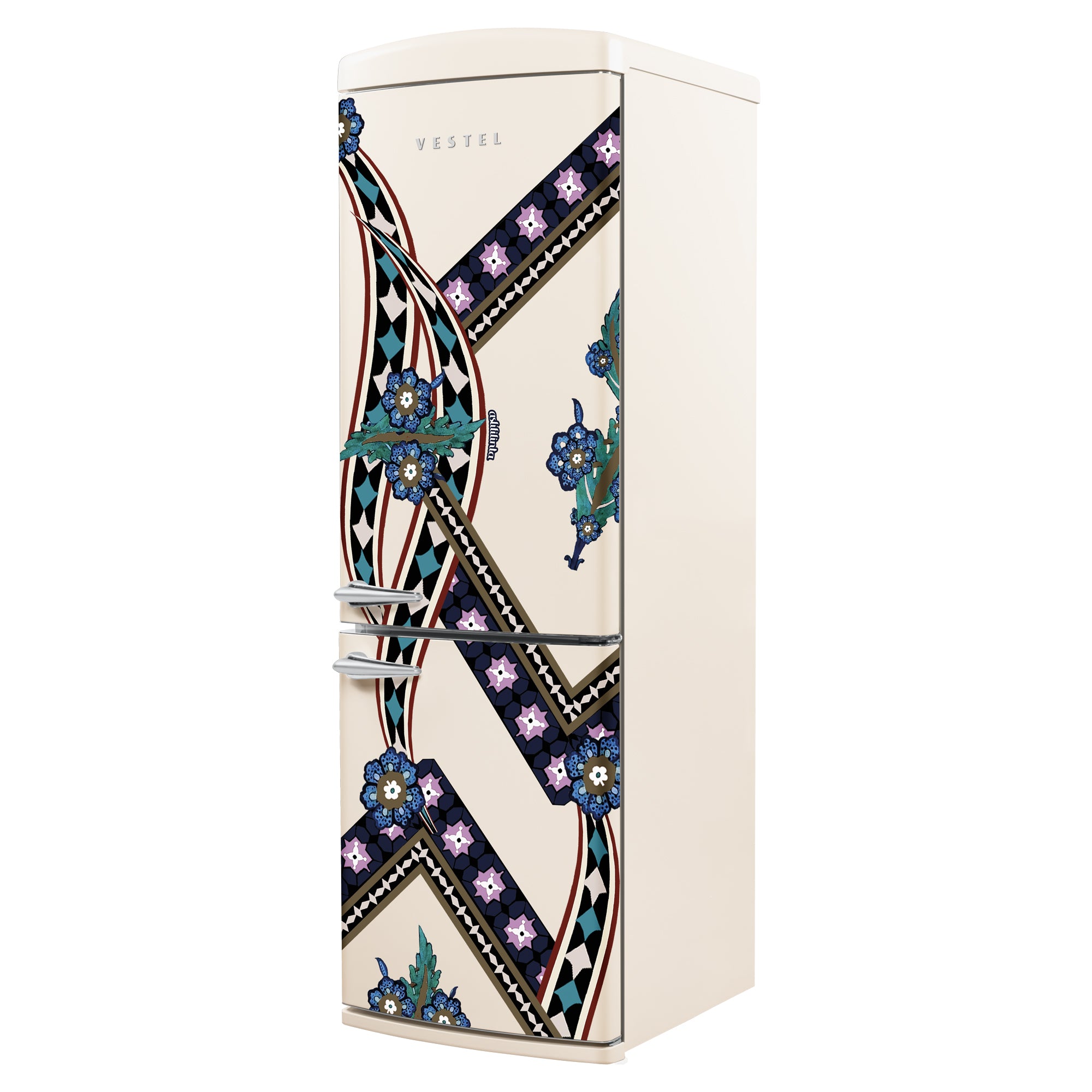 Vestel x Aslı Filinta Retro NFK37021 Beige Saz Kühlschrank