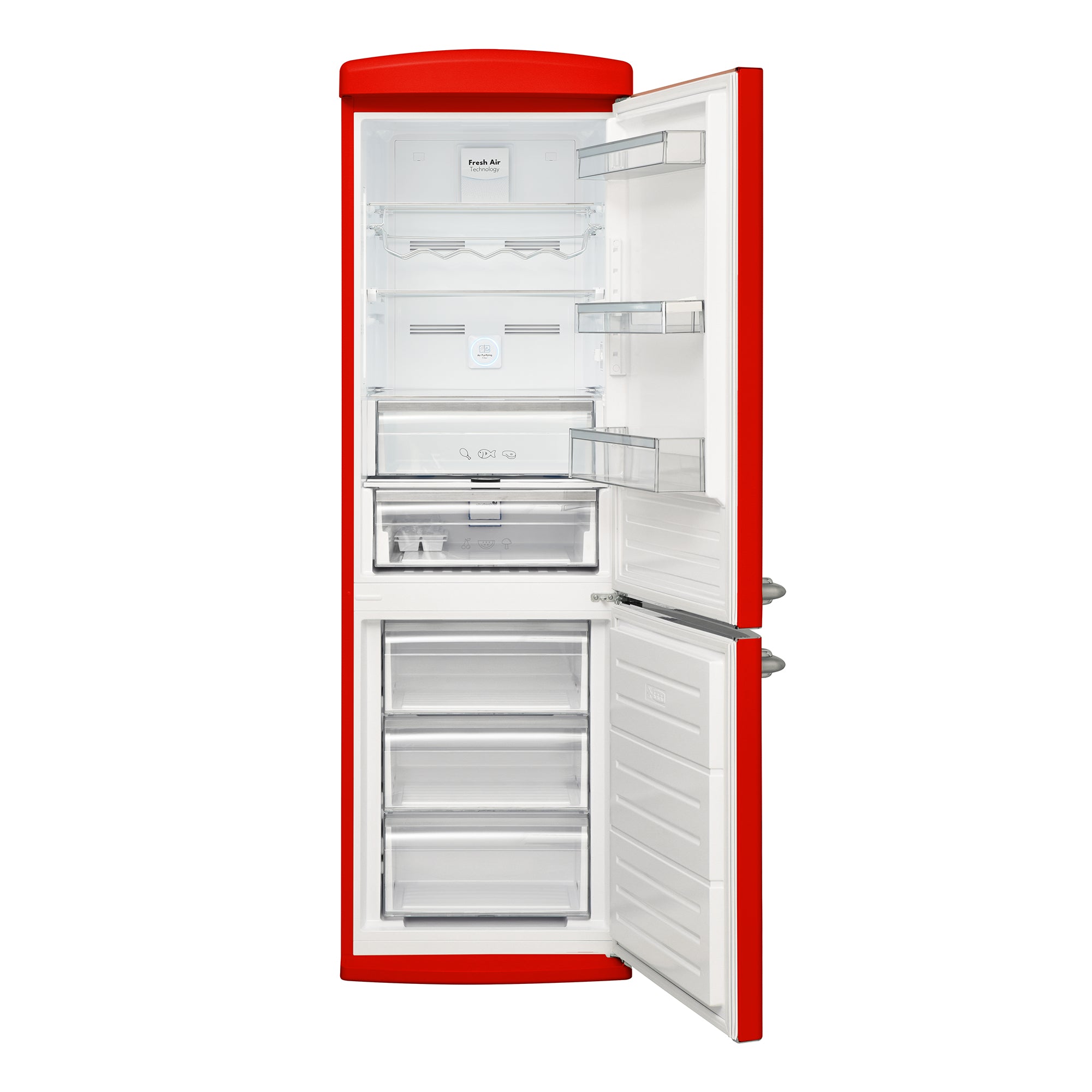 Vestel RETRO NFK37021 Red 330 Liter No Frost Kühlschrank